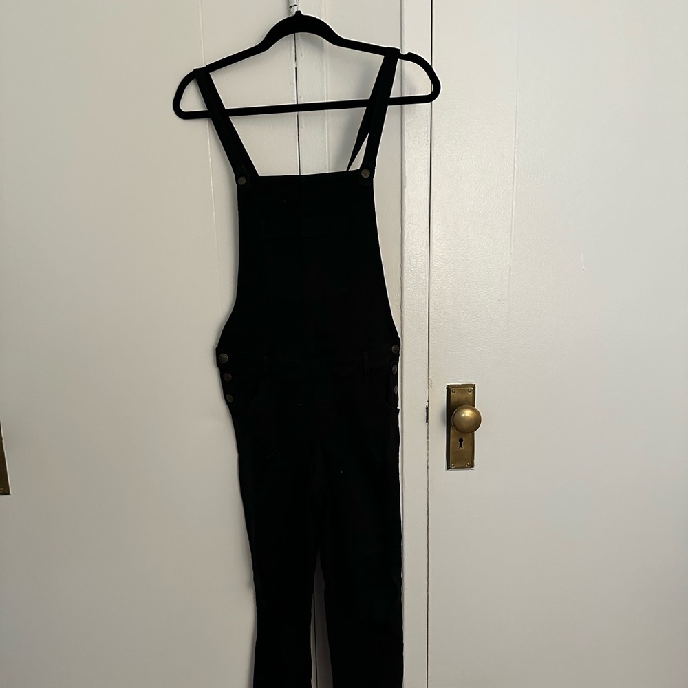 Guess Black Ripped Denim Overalls
